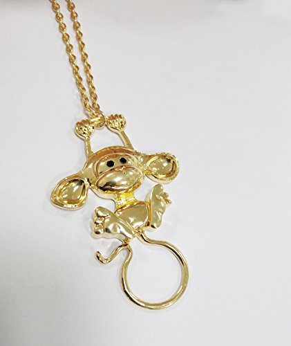 Image of Lovely Magnetic Reading Glasses Holder Clip Multi-Function Monkey Pin Brooch /Necklace (Rose Gold Brooch)