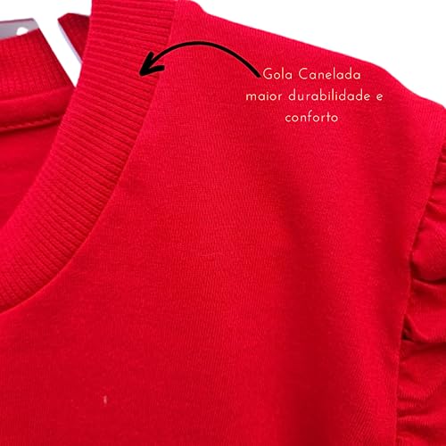 Blusa Manga Longa Infantil Manga Longa Básica Aconchego (4 anos, Vermlho)