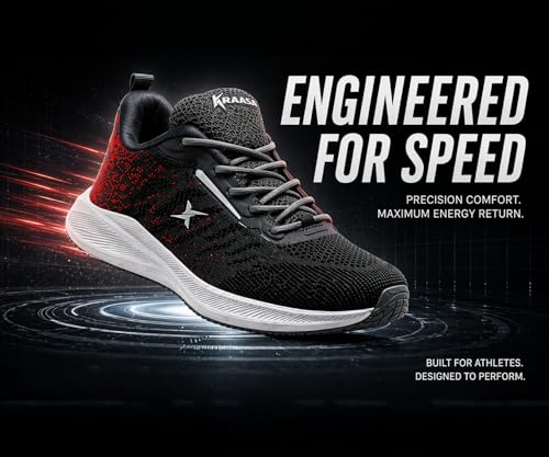 Image of Kraasa Men's Running Shoes | Breathable Mesh Upper | Lightweight Phylon Sole | Cushioned EVA Insole | Comfortable Sports & Casual Sneakers for Gym, Walking & Daily Use