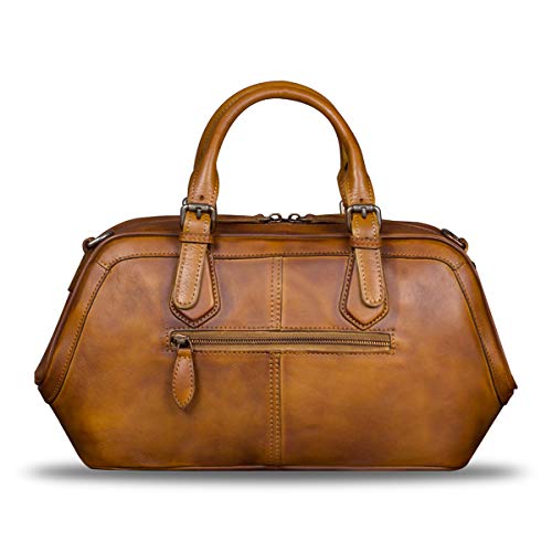 Genuine Leather Bags For Women Top Handle Handmade Handbag Vintage Style Crossbody Purses (Brown) #TOP2