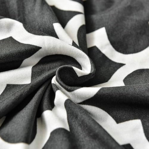 Image of House of Quirk Recliner Slipcover 4 Pieces Stretch Printed Chair Covers with Side Pocket Recliner Sofa Couch Cover Anti-Slip Fitted Recliner Cover Furniture Protector - Black Diamond