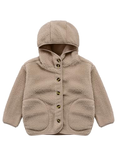 ACSUSS Kids Boys Polar Fleece Long Sleeve Jacket Sherpa Warm Casual Outerwear Little Girls Hooded Button Coat3