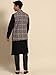 KISAH Men's Kurta, Front Open Jacket & Pajama Set - Indian Ethnic Kurta Waistcoat Pant Set for Weddings & Festive Occasions, Black-1-38