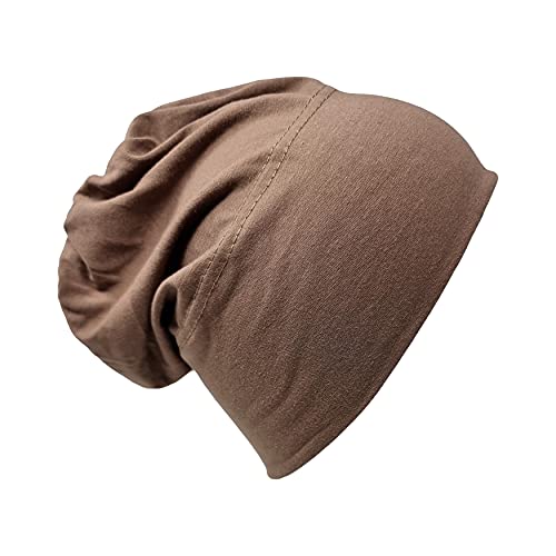 Haube, coton, bandana, hijab, couvre-chef, bonnet de nuit, sous-foulard, os, foulard, turban, extensible, béret, cancer, protection capillaire, soins aux patients, moka, taille unique