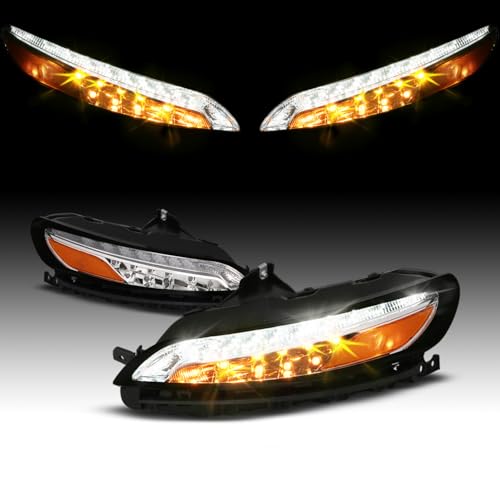 AmeriLite for 2014-2018 Jeep Cherokee KL [Full LED] DRL Replacement Parking Turn Signal Lights Pair - Driver and Passenger Side