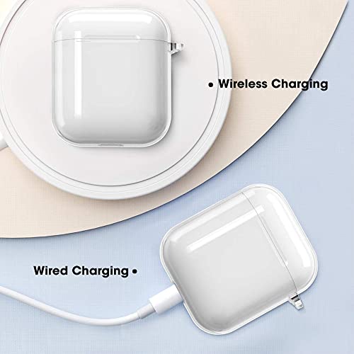 Image of Sounce Compatible with AirPods Case, Clear Shockproof AirPods TPU Protective Cover with Keychain [Front LED Visible & Supports Wireless Charging] Accessories for AirPods 2 & 1 Case - Transparent