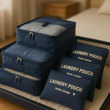 Kit organizador de mala bagagem viagem necessaire 6 peças (Azul Marinho)