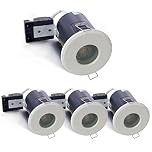 4XSweier 90 Minute Fire Rated LED Downlights, IP65 Waterproof Bathroom Ceiling Spotlight,230V GU10 Downlight （Bulb not Included） (White, Set of 4)
