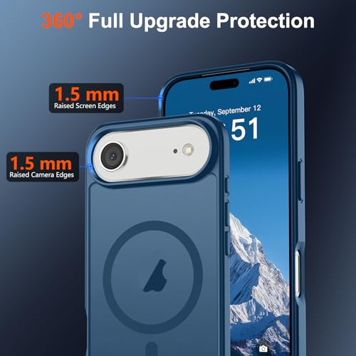 Image of SUPFINE Magnetic for iPhone Air Case (Compatible with MagSafe)(Military Grade Drop Protection) Slim Translucent Matte Shockproof with Anti-Fingerprint Phone Cover for 17 Air,Deep Blue