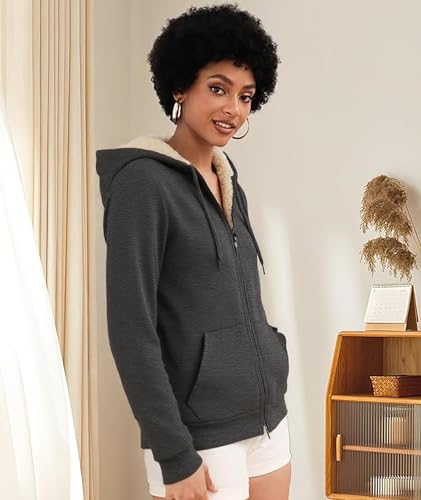 Image of SWISSWELL Hoodies for Women Winter Fleece Sweatshirt - Full Zip Up Thick Sherpa Lined Hooded Jacket