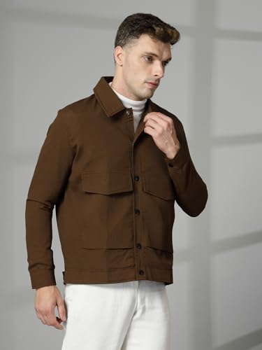 Image of CHKOKKO Men's Fleece Solid Winter Wear Regular Fit Standard Length Jacket