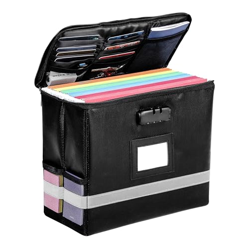 BELLE VOUS Porte Document Ignifuge et Etanche - Boite de Rangement Dossier Papier Administratif - Petit Coffre Fort Maison ou Bureau - Pochette Anti Feu pour...