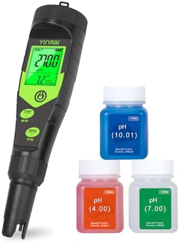 Pool Salt Tester, Digital pH TDS EC Salinity Meter with Calibration Liquid