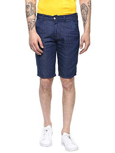 AMERICAN CREW Men’s Slim Fit Denim Shorts (ACDS218Z-36_Dark Blue)