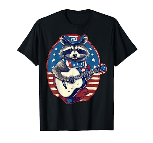 American Raccoon Guitar Música del condado de EE. UU. Camiseta
