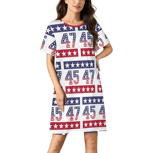PIVUWXOB Trump Casual Nightgowns for Women Short Sleeve Sleepshirt Soft Crewneck Pullover Nightdresses XX-Large (xx_l)