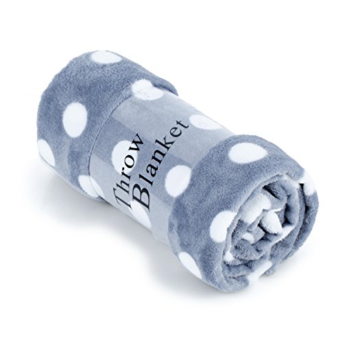 JML Throw Blanket for Couch - Super Soft Lightweighted Microfiber Fuzzy Flannel Blanket Throw for Shawls and Wraps Adults or Pet - Polka Dots Grey