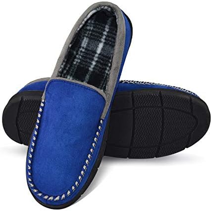 VLLY Mens House Slippers Moccasin Slipper House Shoe with Indoor Outdoor Memory Foam