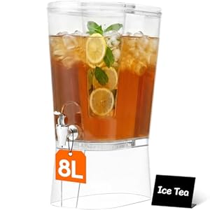 Lifewit 8 L Getränkespender mit Zapfhahn, Ständer, Eiszylinder und Löschbar Schilder, Kunststoff Drink Dispenser für Limonade Saft Wasser Getränke, Trinksäule für Party Buffet, 30 x 38 cm/12x15"