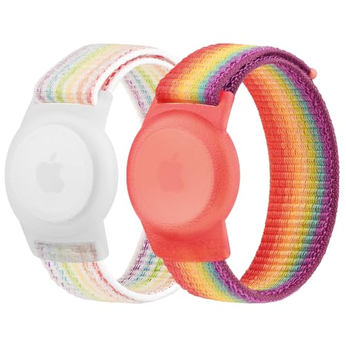 La Mejor Selección de Fundas para Niño comprados en linea. 44 IEOVIEE 2 PACK Pulsera AirTag para niños, funda Apple Air Tag con pulsera de nailon, funda antipérdida para rastreador GPS correa de reloj elástica, adecuada para niños,...