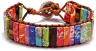 7 Chakra Yoga Bracelet Imperial Jasper Bracelet Adjustable Handmade Beaded Wrap Bracelets Healing