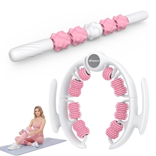 MERACH Cellulite Massagegerä – Anti Cellulite Massagegerätmit 14 Abnehmbaren 360°Rollen, Lymphdrainage Gerät für Bauch Beine Po Nacken und Körperformung, Cellulite Roller Massageroller