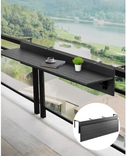 Balcony Hanging Table 12 x 48 in Outdoor Patio Railing Bar Table Foldable
