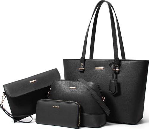 Image of Women Fashion Synthetic Leather Handbags Tote Bag Shoulder Bag Top Handle Satchel Purse Set
