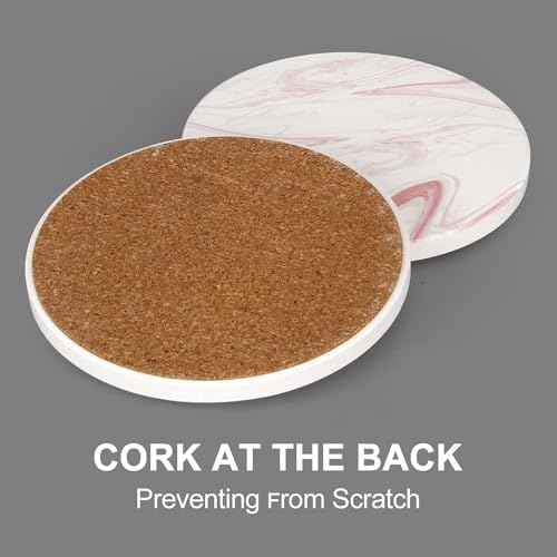 Deceram Pink Marble Coasters Set of 6