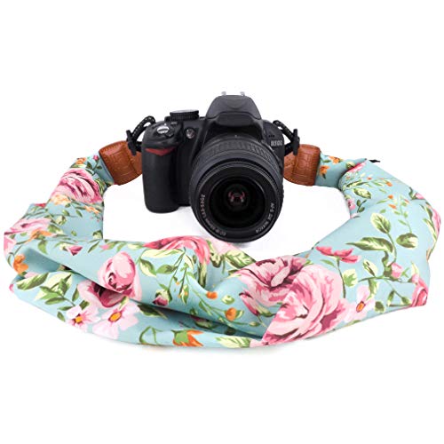 Elvam Universal Men And Women Scarf Camera Strap Belt Compatible With Dslr, Slr, Instant,Digital Camera - Retro Green Floral Pattern #TOP2