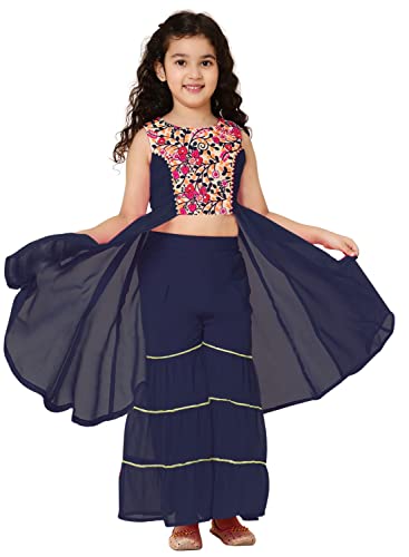Image of A.T.U.N. (ALL THINGS UBER NICE) Girls Embroiderey Cotton Sharara Set | Traditional Ethnic Wear Clothing Set for Festival and Special Occasions