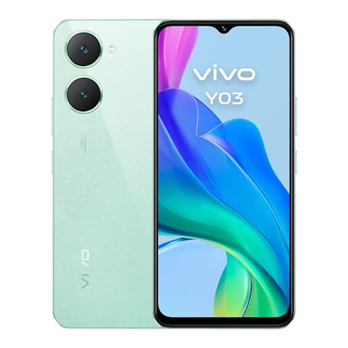 VIVO Y03, Smartphone 4 GB RAM + 128 GB ROM, Pantalla superbrillante 6.56 Pulgadas 90 Hz, Batería 5000 mAh, Resistencia IP54, Cuerpo Delgado y curvatura 2.5D, Android 14, Verde