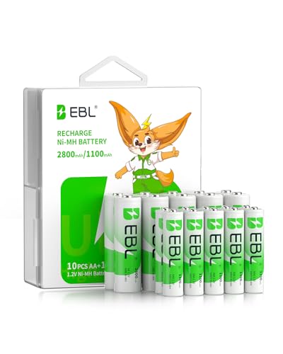 AA Akku AAA Akku 20er Pack: EBL 10x 2800mAh AA + 10x 1100mAh AAA - Wiederaufladbar, Geringe Selbstentladung, Ideal für Hochleistungsgeräte