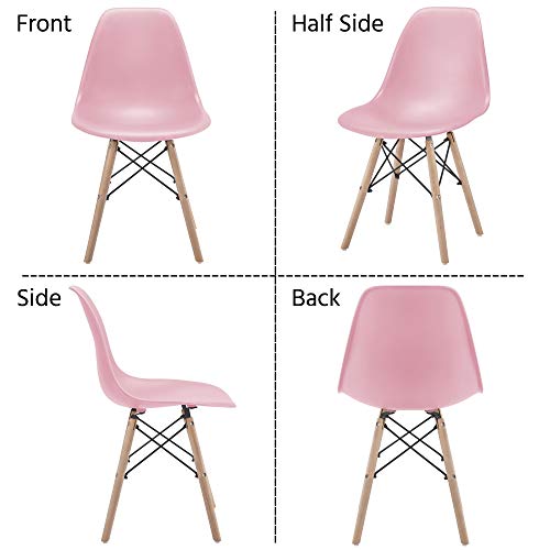 Yaheetech 4Pcs Dining Chairs With Beech Wood Legs And Metal Wires Modern Side Shell Eiffel Dsw Chairs For Dining Room Living Room Bedroom Kitchen Lounge Reception, Pink #TOP5