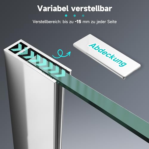 SONNI Duschwand Glas 100 x 200 cm Walk In Dusche 8 mm NANO Glas Duschtrennwand Badewanne Duschwand