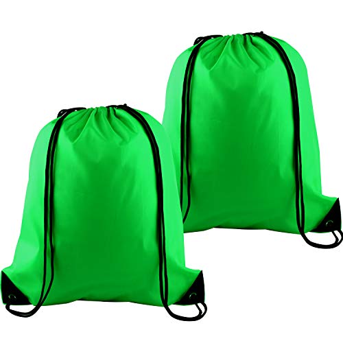 Image of KUUQA 2Pcs Green Drawstring Backpack Bags Cinch Sack Bulk String Backpack Storage Bag