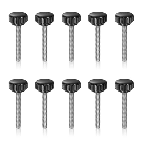 KINHARD 10 Piezas Tornillos Moleteados, M8 × 60 Tornillo Moleteados para Pulgar, Cabeza Redonda Tornillo con Palometa, Diámetro de Cabeza 22 mm, Tornillos Manuales Negros para Muebles e Instrumentos
