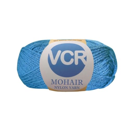 Image of VCR Mohair Nylon Ink Blue Yarn, 100 Grams Hank, 196 Meters Length, Acrylic 75%, Mohair Nylon 25%, Pack of 1 Yarn, Soft Crosia Threads, Suitable for Winter Garments.