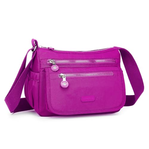 Monica Muse Bolsas transversais para mulheres, bolsa transversal pequena, leve e resistente à água, Roxa