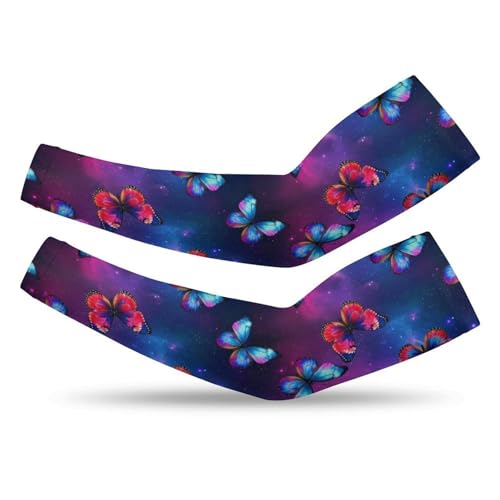 Meaudiwes Fashion Cooling Arm Sleeves Unisex Arm Sleeves Butterfly Galaxy
