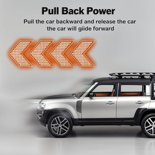 Image of 1:32 Scale Defender Die-Cast Model Car | Pull Back Action | Openable Doors, Hood & Boot | LED Lights & Sound | Realistic Interior | Premium Collectible Toy for Kids & Adults