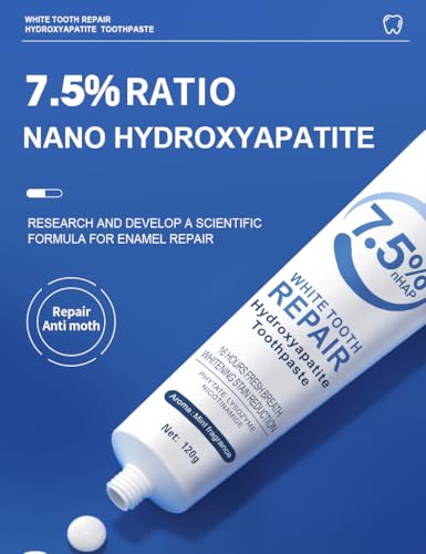 Hydroxyapatite Toothpaste,Hydroxylapatit Zahnpasta, fluoridfreie Zahnschmelzreparatur und Linderung von Zahnempfindlichkeit (4.23oz) – Bild 5