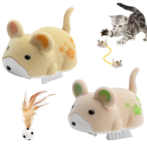 HENGBIRD Giocattolo Criceto Elettrico per Gatti – 2 Topolini Automatici + Pallina Rimbalzante – Gioco Interattivo e Silenzioso per Gatti da Interno, Gattini, Casa