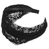 HAMPPLIES ブラックレースワイドヘッドバンド レディース用装飾的ヘアアクセサリー 軽量で快適 お出かけやパーティーに 伸縮性ありずれにく