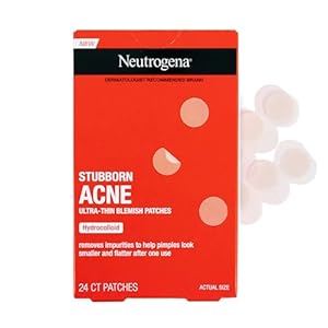 Neutrogena Stubborn Acne Ultra-Thin Blemish Dots, Pimple Patches for Face, Acne Patches, Ultra-Thin Hydrocolloid Facial Stickers, Overnight Use, Suitable for All Skin Types, 24 Count