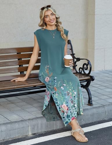 Image of Zeagoo Summer Dresses for Women 2026 Long Maxi Sundresses Loose Split Wrinkle-Free Beach Travel Vacation Clothes