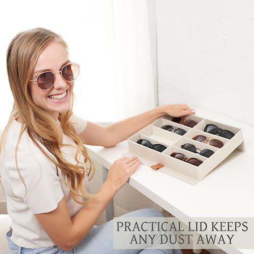 ZICOTO Beautiful Sunglass Storage Organizer For 8 Pairs - Stylish Case/Holder Displays Your Glasses And Protects From Dust