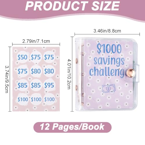 CRASPIRE Mini fichário com envelopes de dinheiro $1000 Desafio Desafio Fichário Dinheiro Orçamentos