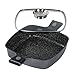 Produktbild STONELINE SMART Servierpfanne 28 cm, Eckige Pfanne mit Deckel, Abnehmbarer Griff, Aluguss Pfanne Induktion, Alle Herdarten, Antihaftbeschichtet mit echten Steinpartikeln, Grau