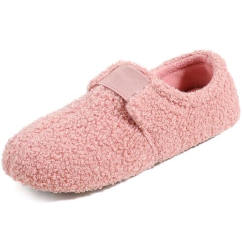 ULTRAIDEAS Women's Pink Soft Fleece Slippers, Closed Back Indoor Camel.Size 11-12